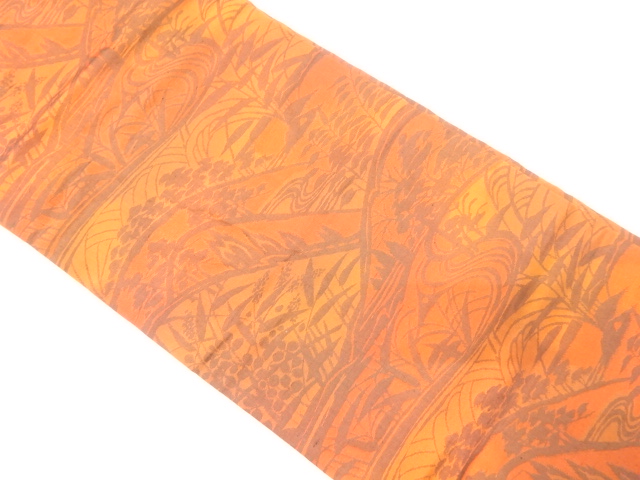 JAPANESE KIMONO / VINTAGE NAGOYA OBI / SILK / WOVEN TREES